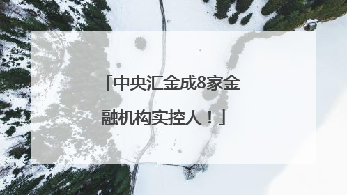 中央汇金成8家金融机构实控人！